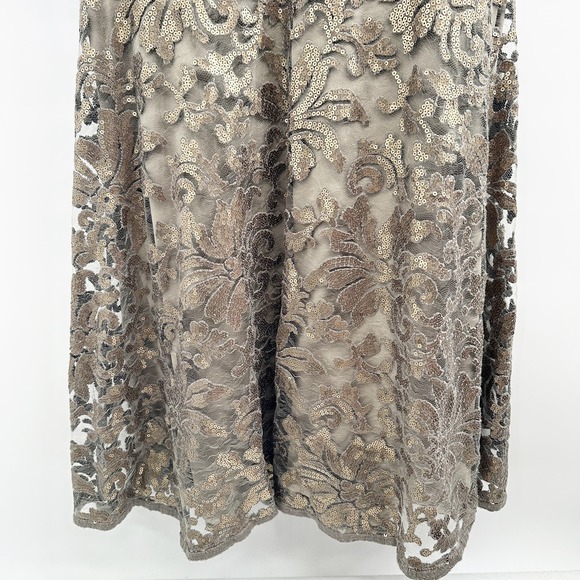 Tadashi Shoji Mesh Sequin Mermaid Gown in Smoke Pearl Size 6 - Picture 8 of 13